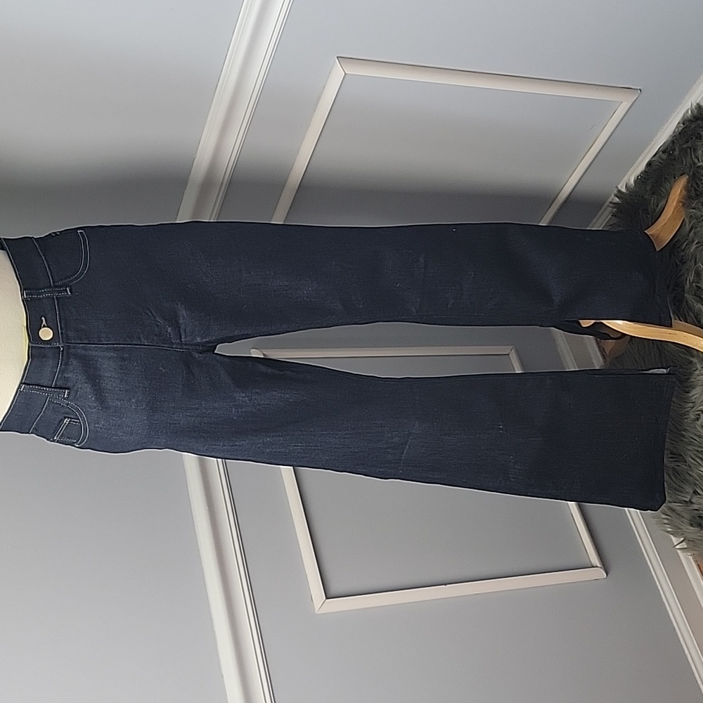 DL1961 Bridget Boot High Rise Dark Wash Stretch Sculpt Flare Ankle Slit Jeans 25